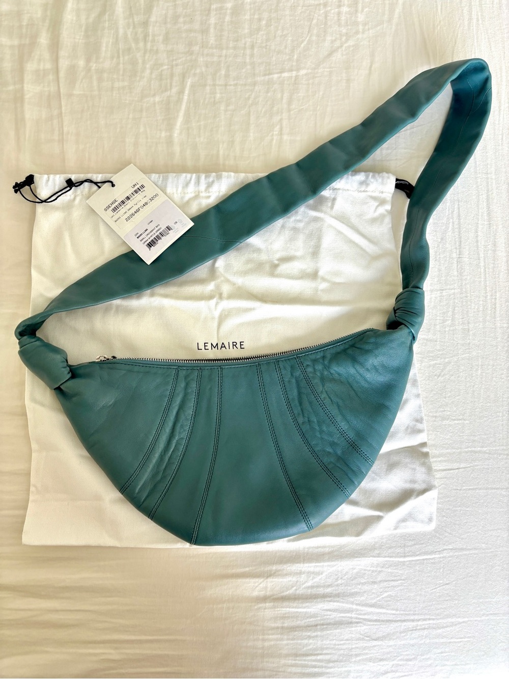 Authentic LEMAIRE Myrtle Green Small Crossbody Croissant Bag with Tag & Dust Bag